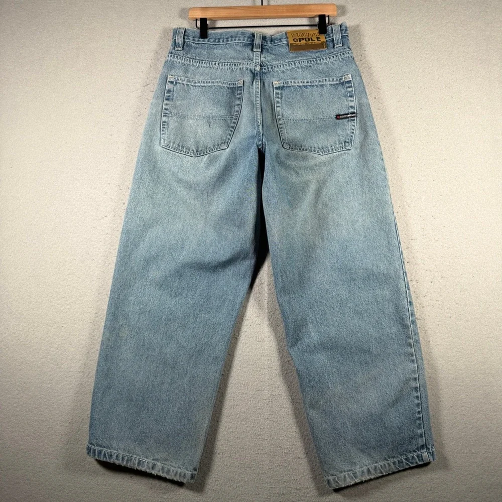 Vintage Southpole Baggy Jeans Mens 34 Light Wash Wide Leg Y2K Streetwear RN82628